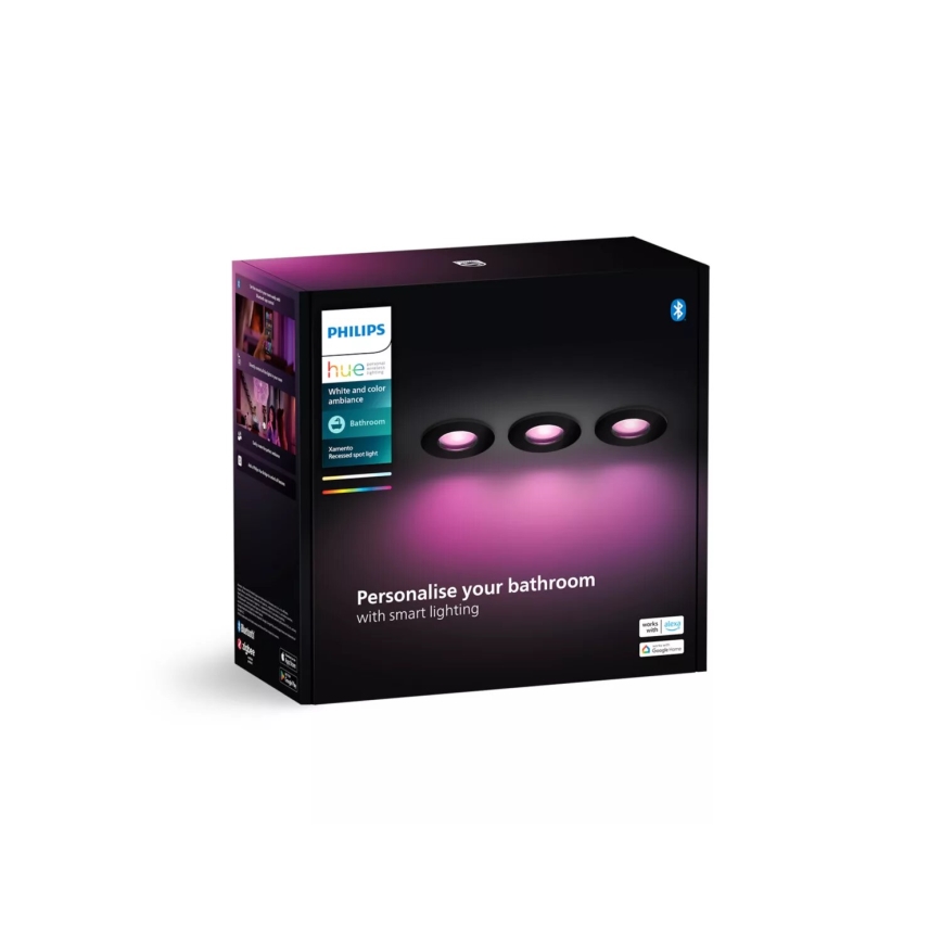 Philips - 3 darabos készlet LED RGBW állítható fényerejű fürdőszobai beépíthető lámpa Hue XAMENTO 1xGU10/4,2W/230V 2000-6500K IP44