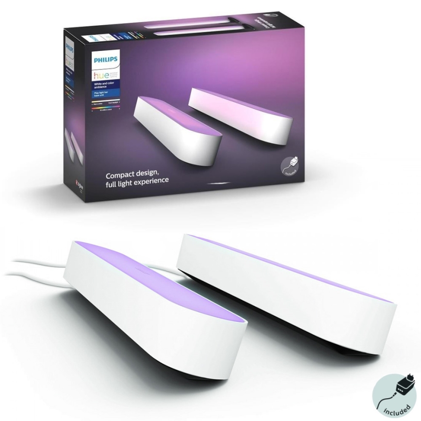 Philips - KÉSZLET 2x LED RGB állítható fényerejű asztali lámpa Hue PLAY LED/6W/230V fehér