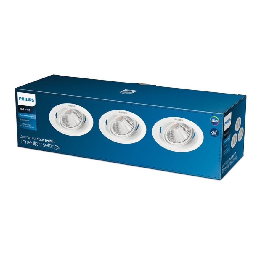 Philips - KÉSZLET 3x LED Dimmelhető beépíthető lámpa SCENE SWITCH LED/5W/230V