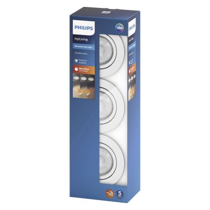 Philips 50203/31/P0 - KÉSZLET 3x LED Dimmelhető beépíthető lámpa SHELLBARK Warm Glow 1xLED/4,5W/230V 2200-2700K