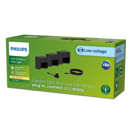 Philips - KÉSZLET 3x LED Kültéri fali lámpa GRITS LED/1,5W/24/230V IP44