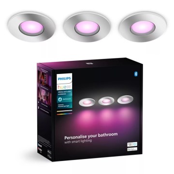 Philips - KÉSZLET 3x LED RGBW Dimmelhető fürdőszobai  beépíthető lámpa Hue XAMENTO 1xGU10/4,2W/230V IP44 2000-6500K
