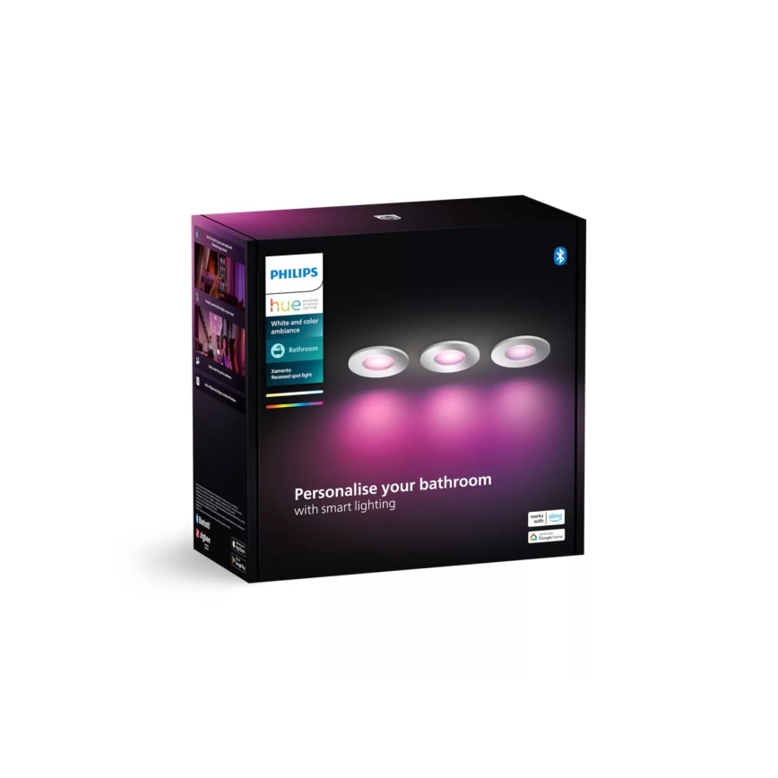 Philips - KÉSZLET 3x LED RGBW Dimmelhető fürdőszobai  beépíthető lámpa Hue XAMENTO 1xGU10/4,2W/230V IP44 2000-6500K