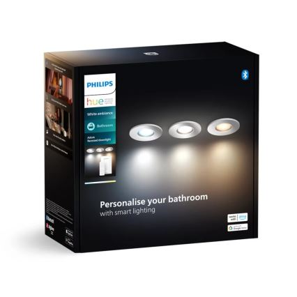 Philips - KÉSZLET 3x LED Dimmelhető fürdőszobai beépíthető lámpa Hue ADORE BATHROOM 1xGU10/4,2W/230V 2200-6500K IP44