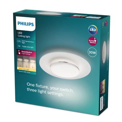 Philips- LED Dimmelhető mennyezeti lámpa SCENE SWITCH LED/30W/230V 2700K ezüst