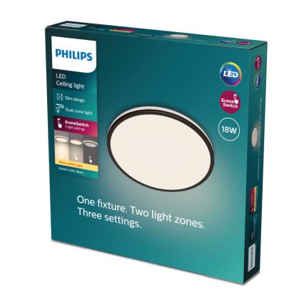 Philips - LED Dimmelhető mennyezeti lámpa SCENE SWITCH LED/18W/230V átm. 30 cm 2700K fekete