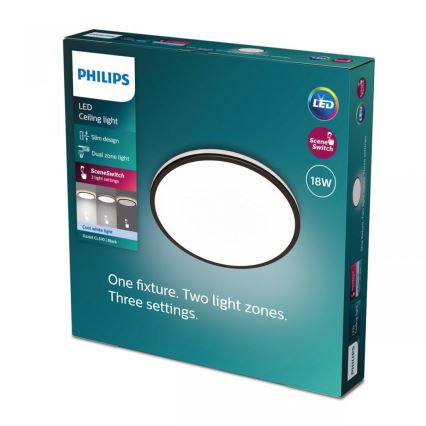 Philips - LED Dimmelhető mennyezeti lámpa SCENE SWITCH LED/18W/230V átm. 30 cm 4000K fekete
