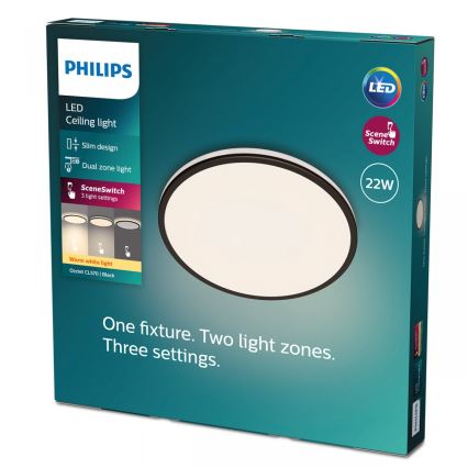 Philips - LED Dimmelhető mennyezeti lámpa SCENE SWITCH LED/22W/230V átm. 40 cm 2700K fekete
