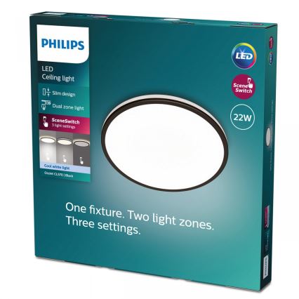 Philips - LED Dimmelhető mennyezeti lámpa SCENE SWITCH LED/22W/230V átm. 40 cm 4000K fekete