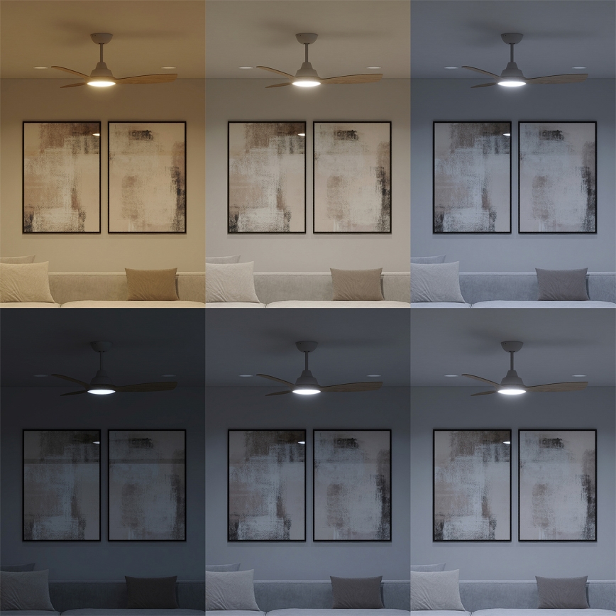 Philips - LED fényerőszabályozható mennyezeti ventilátor OLAS LED/24W/230V átm. 106 cm fehér/barna + távirányító