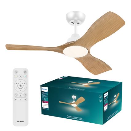 Philips - LED fényerőszabályozható mennyezeti ventilátor OLAS LED/24W/230V átm. 106 cm fehér/barna + távirányító