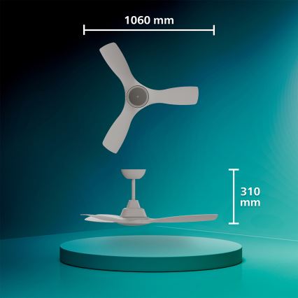 Philips - LED fényerőszabályozható mennyezeti ventilátor OLAS LED/24W/230V, átmérő 106 cm, fehér + távirányító