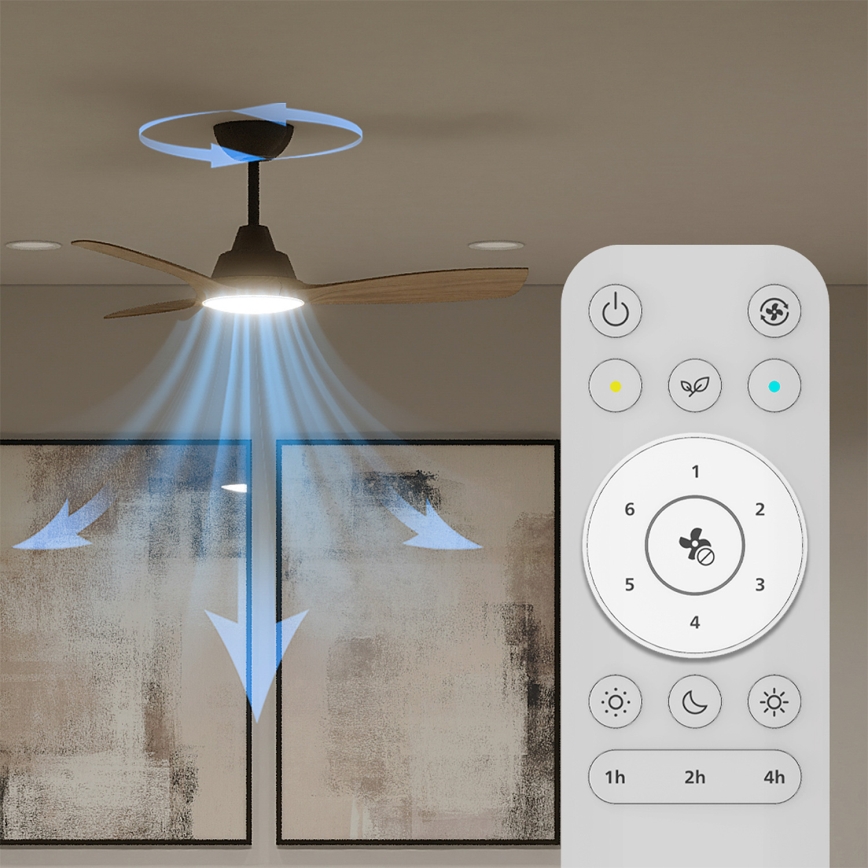 Philips - LED dimmelhető mennyezeti ventilátor OLAS LED/24W/230V, átm. 106 cm, fekete/barna + távirányító