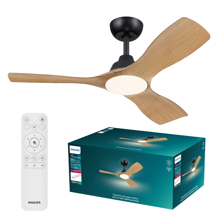 Philips - LED dimmelhető mennyezeti ventilátor OLAS LED/24W/230V, átm. 106 cm, fekete/barna + távirányító