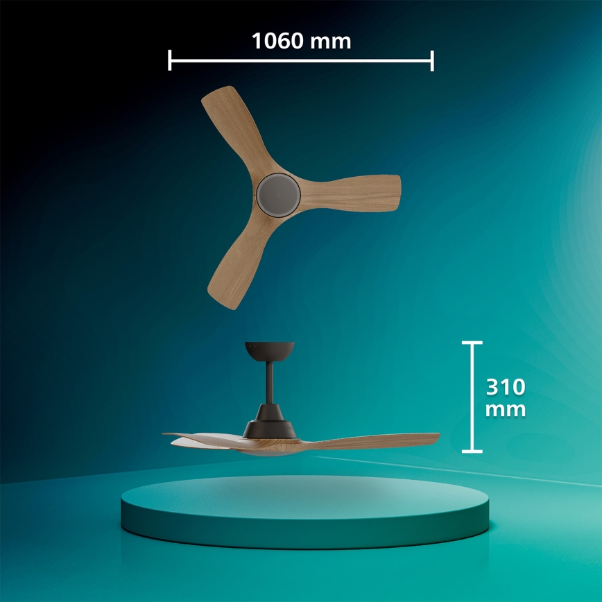 Philips - LED dimmelhető mennyezeti ventilátor OLAS LED/24W/230V, átm. 106 cm, fekete/barna + távirányító