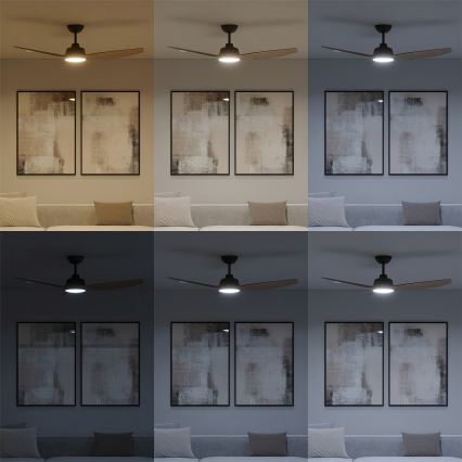 Philips - LED-fényerőszabályozható mennyezeti ventilátor OLAS LED/24W/230V átmérő 132 cm fekete/barna + távirányító