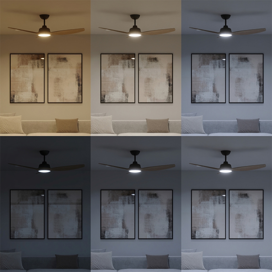 Philips - LED-fényerőszabályozható mennyezeti ventilátor OLAS LED/24W/230V átmérő 132 cm fekete/barna + távirányító