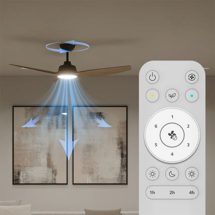 Philips - LED-fényerőszabályozható mennyezeti ventilátor OLAS LED/24W/230V átmérő 132 cm fekete/barna + távirányító