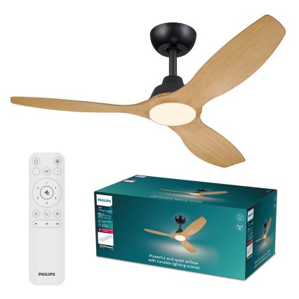 Philips - LED-fényerőszabályozható mennyezeti ventilátor OLAS LED/24W/230V átmérő 132 cm fekete/barna + távirányító