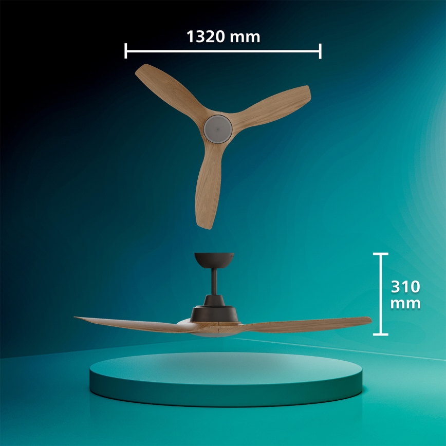 Philips - LED-fényerőszabályozható mennyezeti ventilátor OLAS LED/24W/230V átmérő 132 cm fekete/barna + távirányító