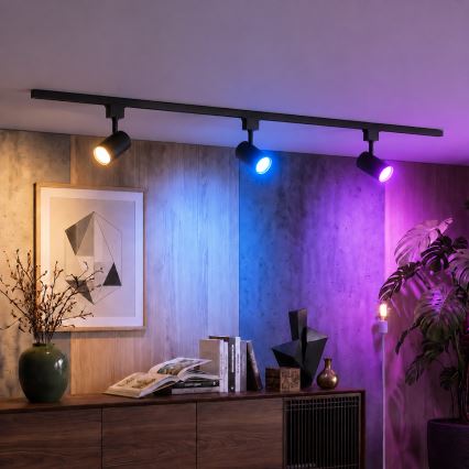 Philips - LED RGBW fényerőszabályozható spotlámpa EASYLINK HUE sínrendszerben 3xGU10/4,7W/230V 2200-6500K 1m fekete