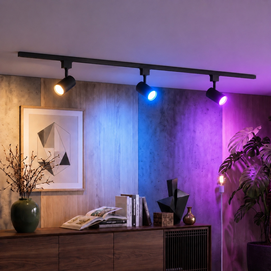 Philips - LED RGBW fényerőszabályozható spotlámpa EASYLINK HUE sínrendszerben 3xGU10/4,7W/230V 2200-6500K 1m fekete