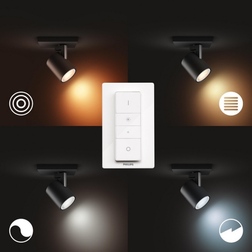 Philips - LED Dimmelhető spotlámpa Hue RUNNER 1xGU10/4,2W/230V 2200-6500K + távirányítás fekete