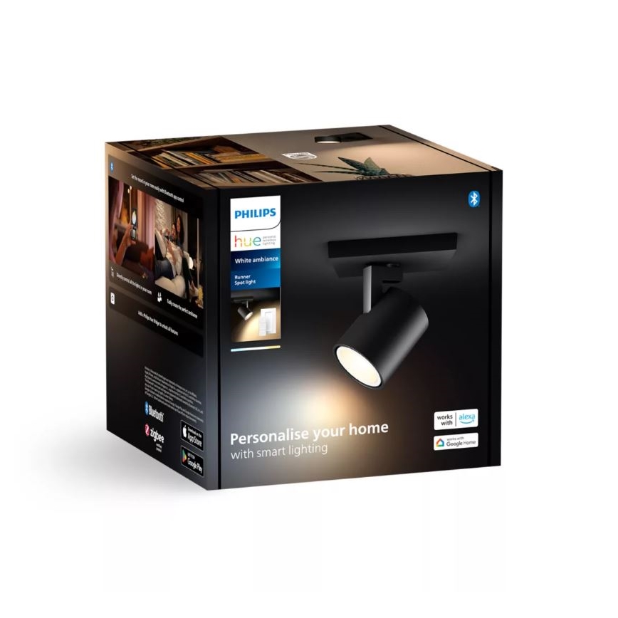 Philips - LED Dimmelhető spotlámpa Hue RUNNER 1xGU10/4,2W/230V 2200-6500K + távirányítás fekete