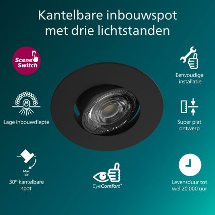 Philips - Dimmelhető beépíthető LED lámpatest CILANTRO LED/5W/230V 4000K fekete