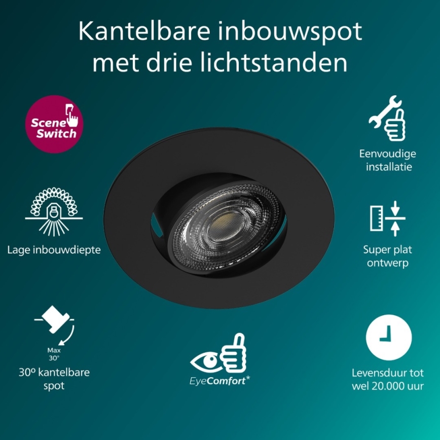 Philips - Dimmelhető beépíthető LED lámpatest CILANTRO LED/5W/230V 4000K fekete
