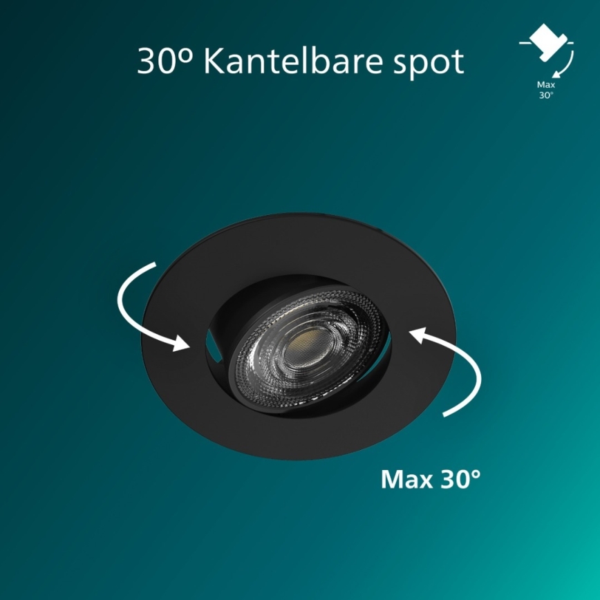 Philips - CILANTRO dimmelhető süllyesztett LED lámpatest LED/5W/230V/2700K fekete