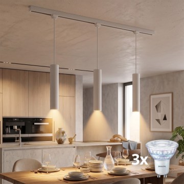 Philips - LED fényerőszabályozható csillár kábelen EASYLINK sínrendszerben 3xGU10/7W/230V 2200-2700K 1m fehér