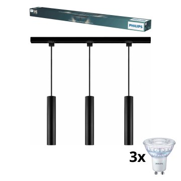 Philips - LED, fényerőszabályozható kábeles függeszték az EASYLINK sínes rendszerhez, 3xGU10/7W/230V, 2200–2700K, 1 m, fekete