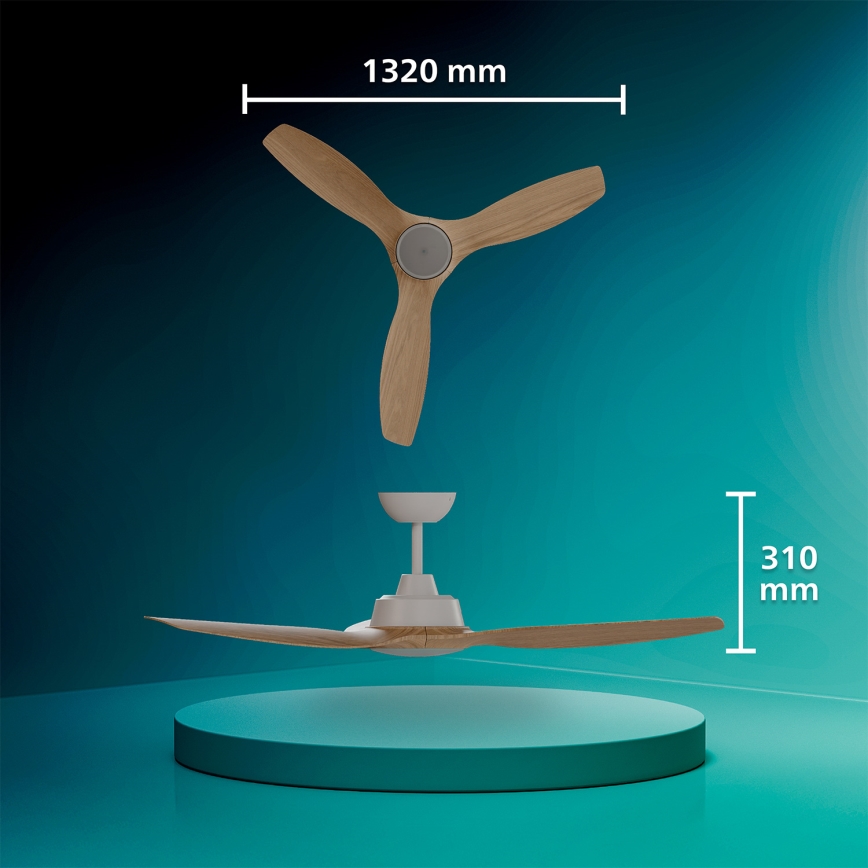 Philips - LED dimmelhető mennyezeti ventilátor OLAS LED/24W/230V, átmérő 132 cm, fehér/barna + távirányító