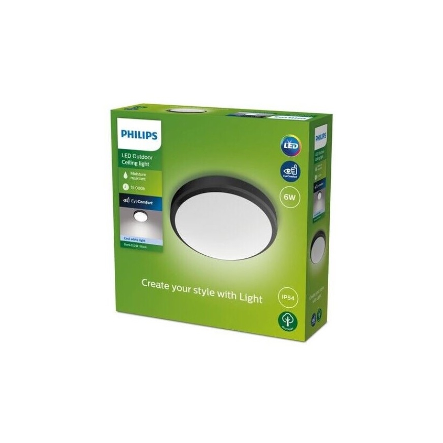 Philips - LED Fürdőszobai mennyezeti lámpa LED/6W/230V 4000K IP54 fekete