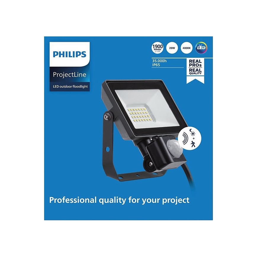 Philips - LED Kültéri reflektor érzékelővel PROJECTLINE LED/20W/230V IP65 4000K