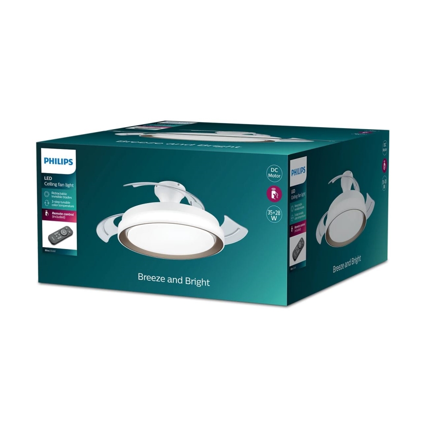 Philips - LED mennyezeti lámpa ventilátorral LED/35W/230V 5500/4000/2700K arany + távirányító