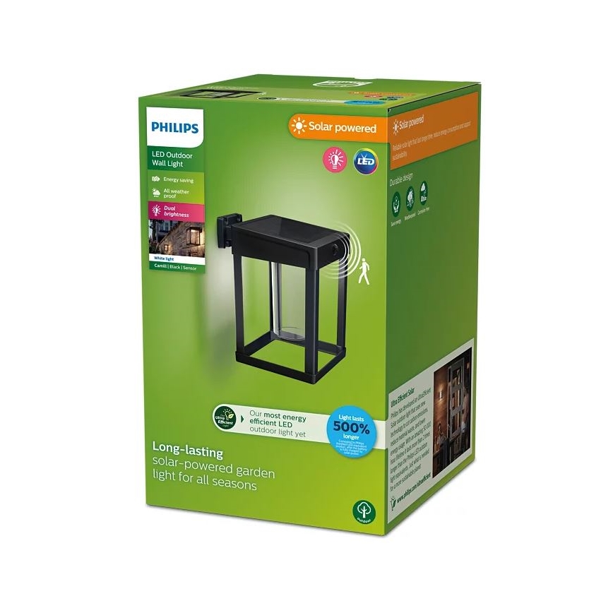 Philips - LED Napelemes fali lámpa mozgás és alkonyérzékelővel CAMILL LED/1,4W/3,7V 2000 mAh IP44