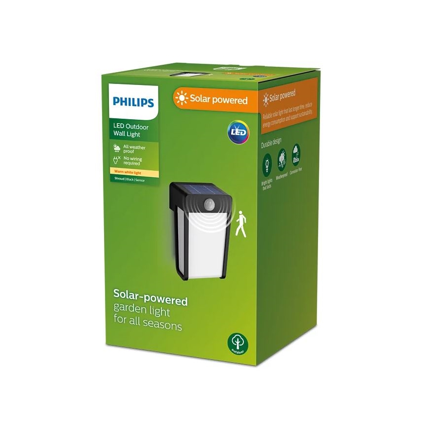 Philips - LED Napelemes érzékelős fali lámpa SHROUD LED/2,3W/3,7V 600 mAh IP44