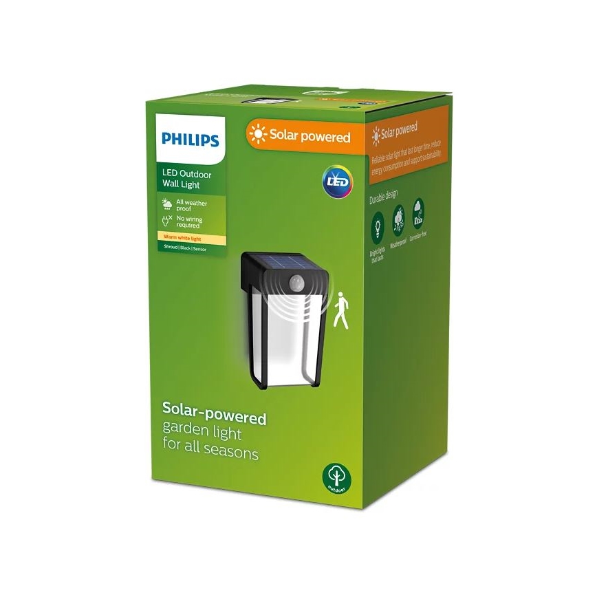 Philips - LED Napelemes érzékelős fali lámpa SHROUD LED/2,3W/3,7V 600 mAh IP44