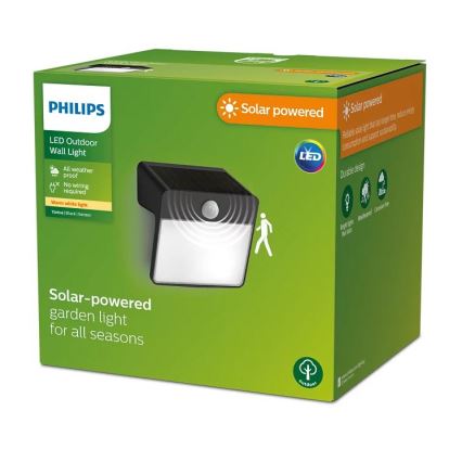 Philips - LED Napelemes fali lámpa mozgás és alkonyérzékelővel YARIXA LED/2,2W/3,7V 600 mAh IP44