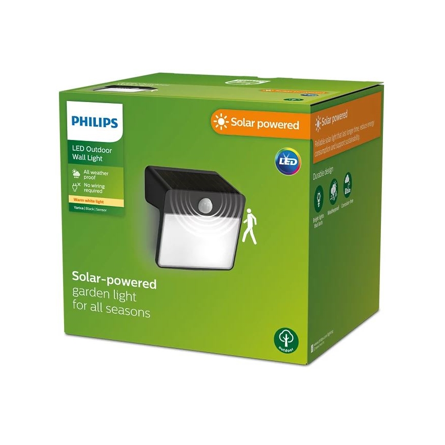 Philips - LED Napelemes fali lámpa mozgás és alkonyérzékelővel YARIXA LED/2,2W/3,7V 600 mAh IP44