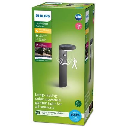 Philips - LED Napelemes lámpa mozgás- és szürkületérzékelővel LED/1,2W/4V 1800 mAh 3000K IP44