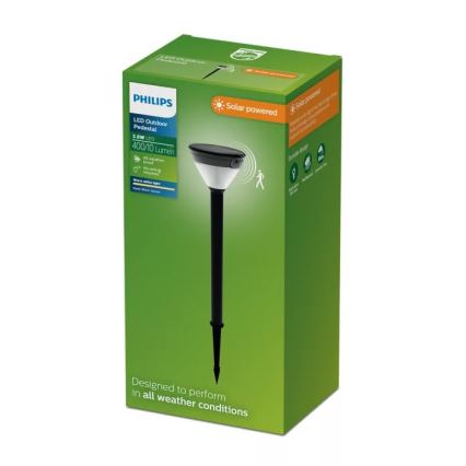 Philips - LED napelemes lámpa érzékelővel KYNA LED/3,8W/3,7V 800 mAh 2700K IP44 fekete