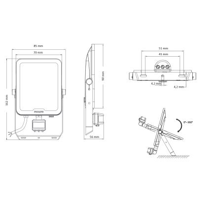 Philips - LED-reflektor mozgás- és alkonyérzékelővel LEDINAIRE ALL-IN LED/10W/230V 3000/4000/6500K IP65