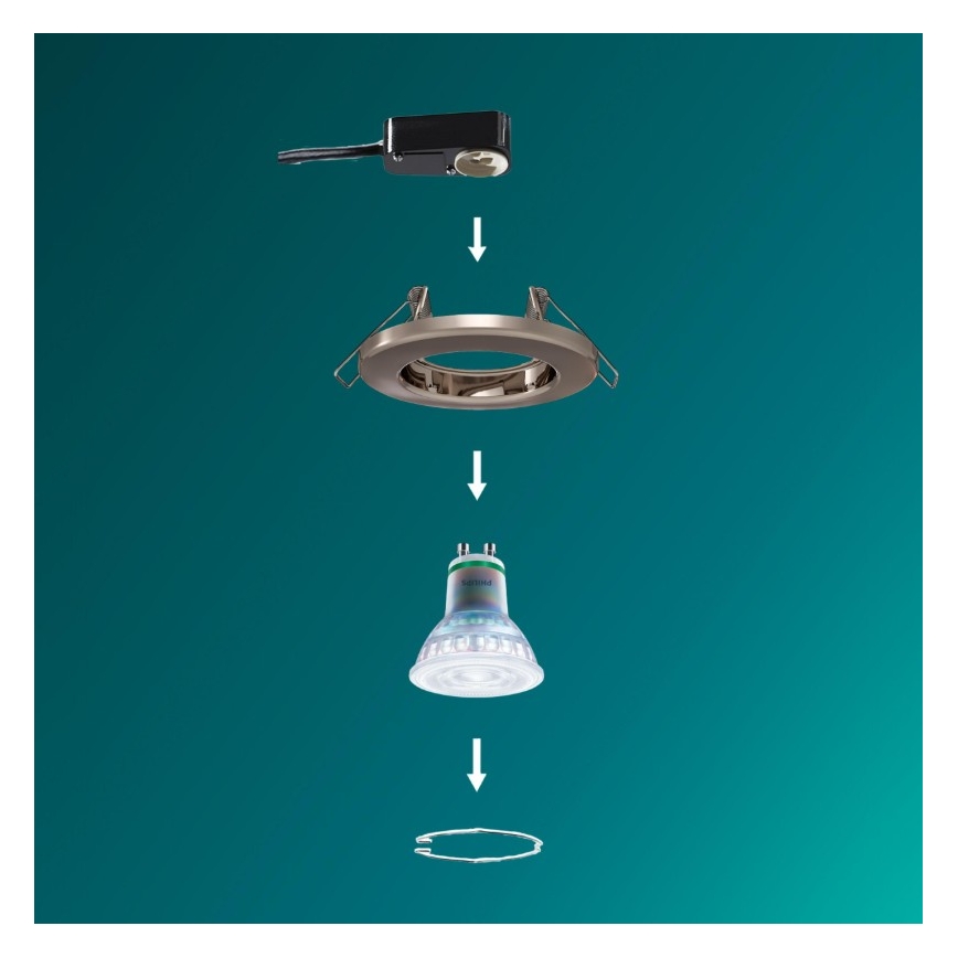 Philips - LED RGBW dimmelhető beépíthető mennyezeti lámpatest PERIDOT 1xGU10/6W/230V ezüstszínű + távirányítóval