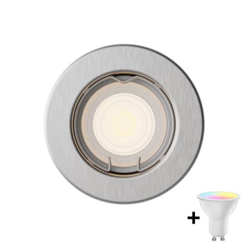 Philips - LED RGBW dimmelhető beépíthető mennyezeti lámpatest PERIDOT 1xGU10/6W/230V ezüstszínű + távirányítóval