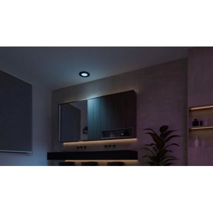Philips - LED RGBW  Dimmelhető fürdőszobai beépíthető lámpa Hue SLIM LED/8,3W/230V 2000-6500K IP44 fekete