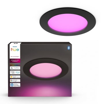 Philips - LED RGBW Dimmelhető fürdőszobai süllyesztett mennyezeti lámpa Hue SLIM LED/12W/230V 1000-20000K fekete IP44