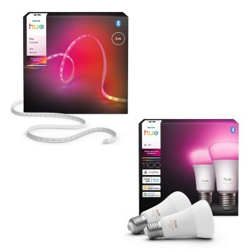 Philips - LED RGBW dimmelhető Hue FLUX LED szalag 3 m LED/12W/230V + 2x okos izzó WHITE AND COLOR AMBIANCE E27/8,1W/230V 1000-20000K
